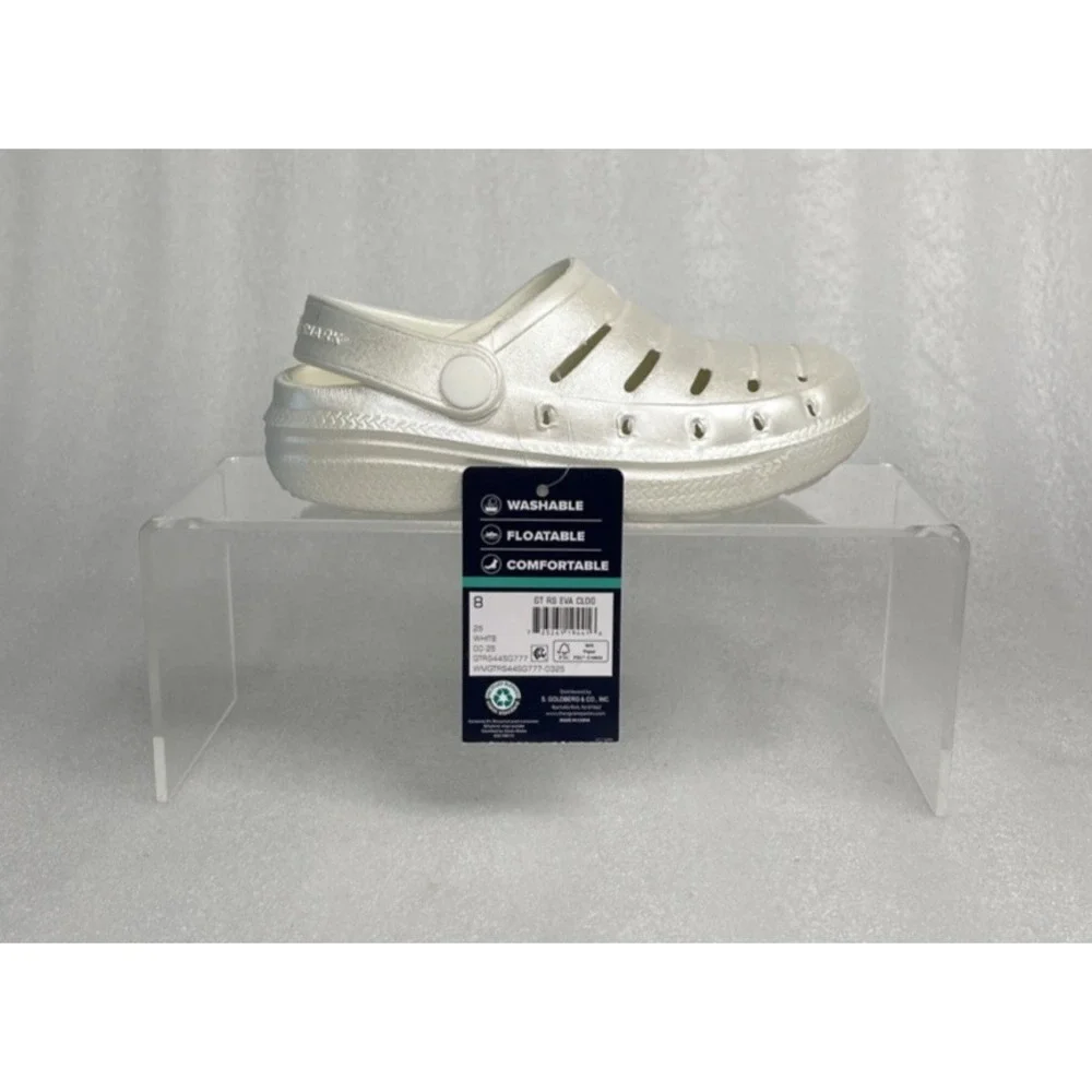 Rugged Shark Eva White Pearl Clogs Slip on Sandals Toddler Girls Size 8 NEW